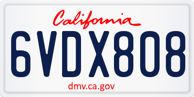 CA license plate 6VDX808