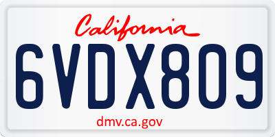 CA license plate 6VDX809