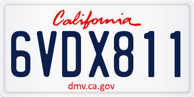 CA license plate 6VDX811