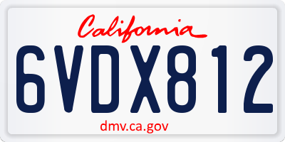 CA license plate 6VDX812