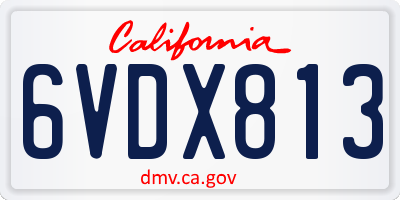 CA license plate 6VDX813