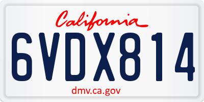CA license plate 6VDX814