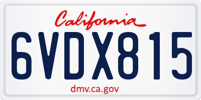 CA license plate 6VDX815