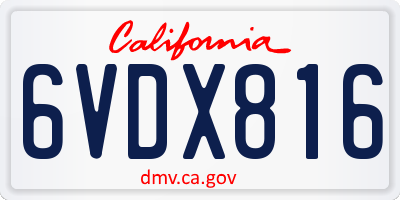 CA license plate 6VDX816