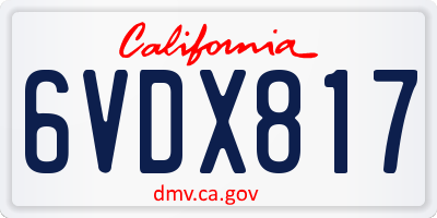 CA license plate 6VDX817
