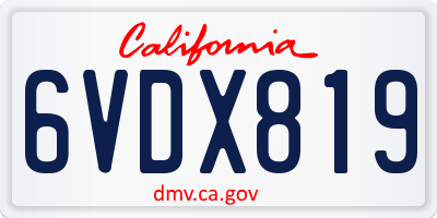CA license plate 6VDX819