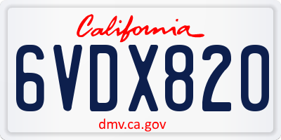 CA license plate 6VDX820