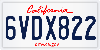CA license plate 6VDX822