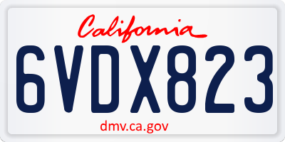CA license plate 6VDX823