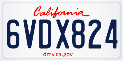 CA license plate 6VDX824