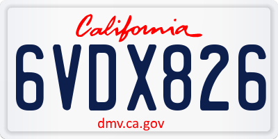 CA license plate 6VDX826