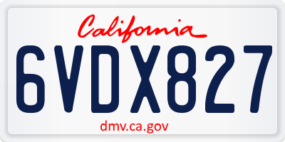 CA license plate 6VDX827