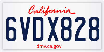 CA license plate 6VDX828
