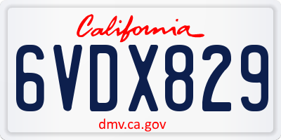 CA license plate 6VDX829