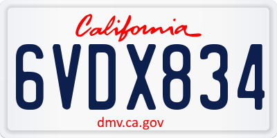 CA license plate 6VDX834