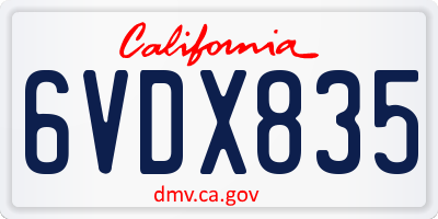 CA license plate 6VDX835