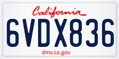 CA license plate 6VDX836