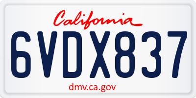 CA license plate 6VDX837