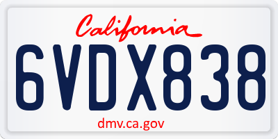 CA license plate 6VDX838