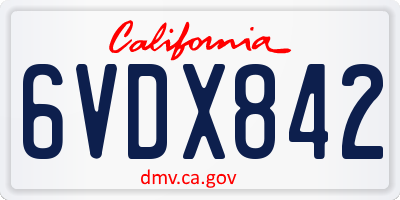 CA license plate 6VDX842