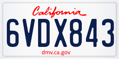 CA license plate 6VDX843