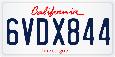 CA license plate 6VDX844