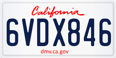 CA license plate 6VDX846