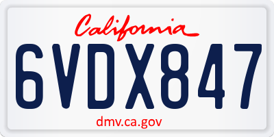 CA license plate 6VDX847