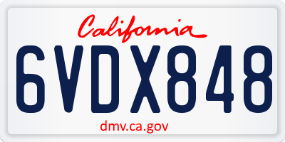 CA license plate 6VDX848