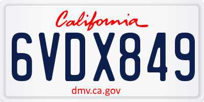 CA license plate 6VDX849