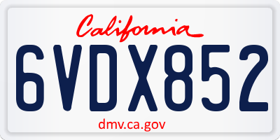 CA license plate 6VDX852