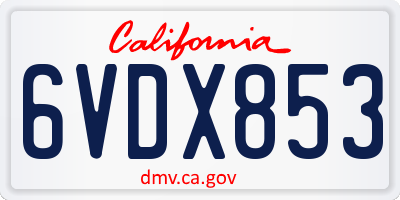 CA license plate 6VDX853