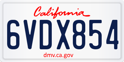 CA license plate 6VDX854