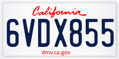 CA license plate 6VDX855