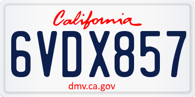 CA license plate 6VDX857