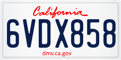 CA license plate 6VDX858