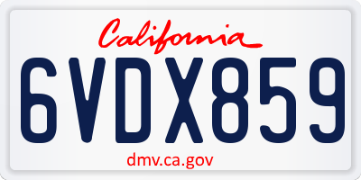 CA license plate 6VDX859