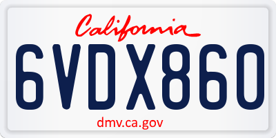 CA license plate 6VDX860