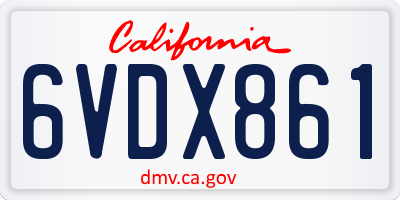 CA license plate 6VDX861