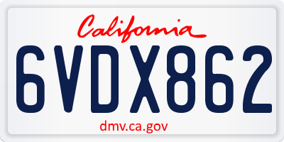CA license plate 6VDX862