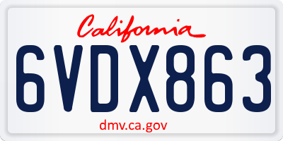 CA license plate 6VDX863