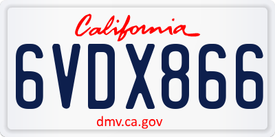 CA license plate 6VDX866