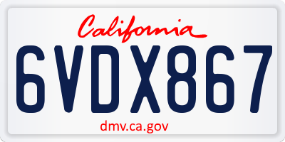 CA license plate 6VDX867