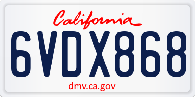 CA license plate 6VDX868