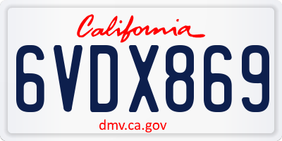 CA license plate 6VDX869