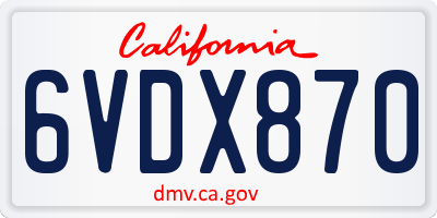 CA license plate 6VDX870