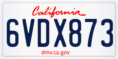 CA license plate 6VDX873