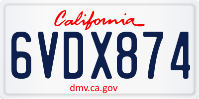 CA license plate 6VDX874