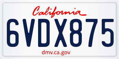 CA license plate 6VDX875