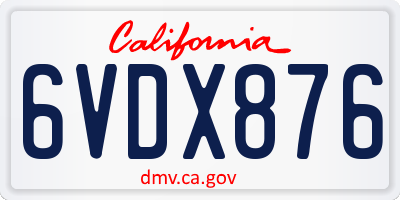 CA license plate 6VDX876